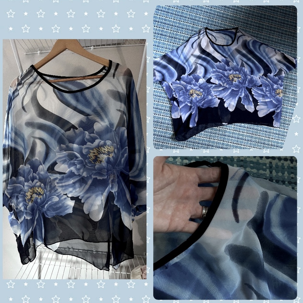Boutique Semi Sheer Blue Kimono Top